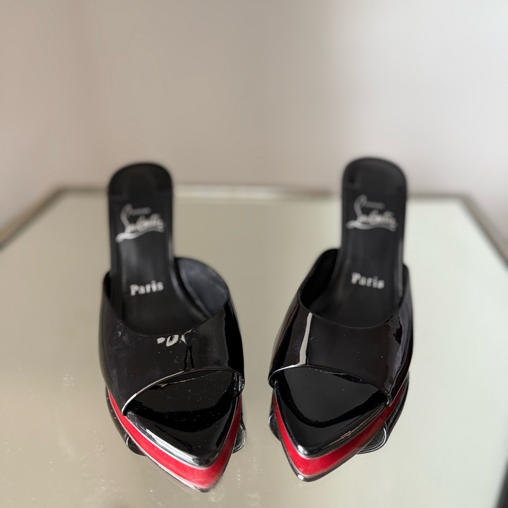 Worn once Christian Louboutin Miss Z Mule 80 mm Patent calf leather Black $995 - Picture 11 of 12